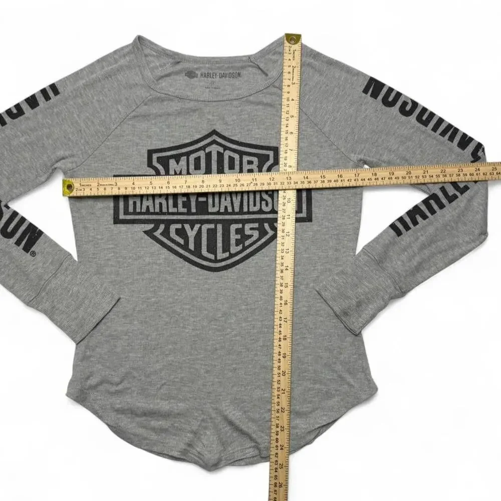 Harley Davidson Retro Biker Girl Harley 2000s Vintage Cotton Long Sleeve Size S - Picture 4 of 4